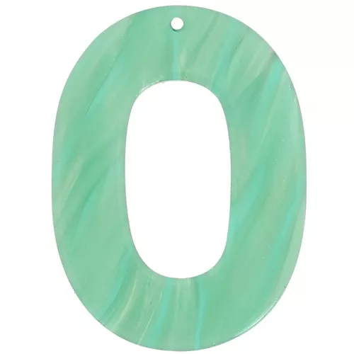 Pendentif ovale évidé 47x34 mm en acétate - Marbré Multi-vert nacré x1