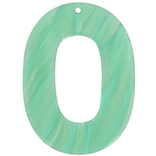 Pendentif ovale évidé en acetate 47x34 mm - Marbré Multi-vert nacré x1