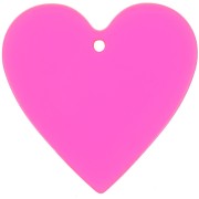 Pendentif coeur 31x32 mm en acrylique transparent - Rose - orange fluo x1