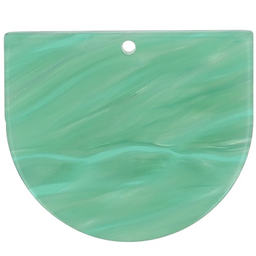 Pendentif demi-lune en acétate 29x33 mm - Marbré Multi-vert nacré x1