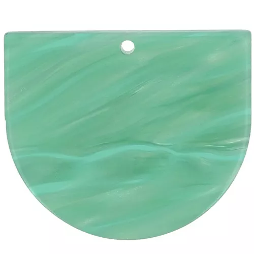 Pendentif demi-lune en acétate 29x33 mm - Marbré Multi-vert nacré x1