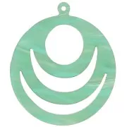 Pendentif rond ajouré en acétate 30 mm - Marbré Multi-vert nacré x1