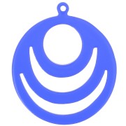 Pendentif rond ajouré en acrylique transparent 30 mm - Bleu électrique x1|raw }}