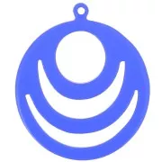 Pendentif rond ajouré en acrylique transparent 30 mm - Bleu électrique x1