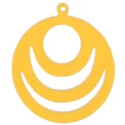 Pendentif rond ajouré en acrylique transparent 30 mm - Jaune x1