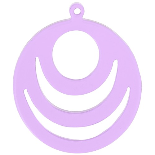 Pendentif rond ajouré en acrylique transparent 30 mm - Violet clair x1