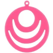 Pendentif rond ajouré en acrylique opaque 30 mm - Fuchsia x1