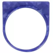 Bague plate en acétate opaque - Taille 53 - Marbré Bleu foncé nacré x1