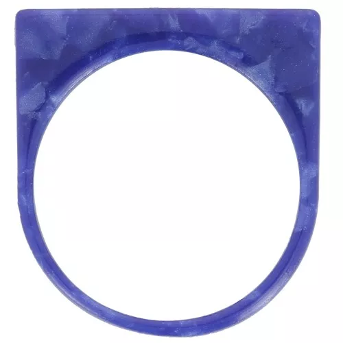 Bague plate en acétate opaque - Taille 53 - Marbré Bleu foncé nacré x1