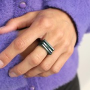 Bague plate en acétate transparent - Taille 51 - Vert foncé x1