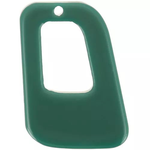 Pendentif géométrique évidé en acrylique opaque 26x18 mm - Vert bouteille x1