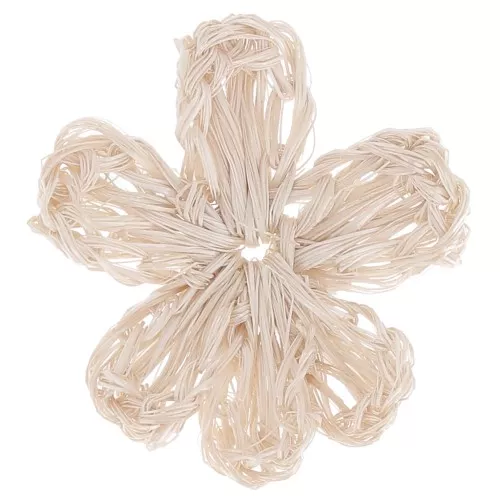 Pendentif fleur en raphia 40 mm - Naturel x1
