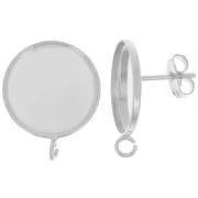 Clous d'oreilles pour cabochon fond plat 16mm - anneau ouvert - Placage Arg fin x2