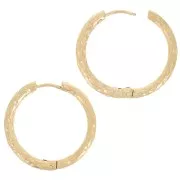Créoles rondes martelées 26 mm - Fil 3 mm - Acier Inoxydable 304L Doré x2