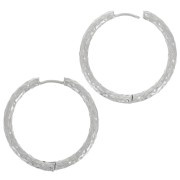Créoles rondes martelées 31 mm - Fil 3 mm - Acier Inoxydable 304 x2|raw }}