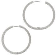Créoles rondes martelées 36 mm - Fil 3 mm - Acier Inoxydable 304 x2|raw }}