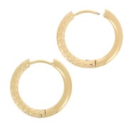 Créoles rondes martelées réversible - 22 mm Fil 3 mm Acier Inoxydable 304 Doré x2