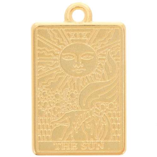 Pendentif carte de tarot 23x14 mm - Le soleil - Doré à l'or fin x1