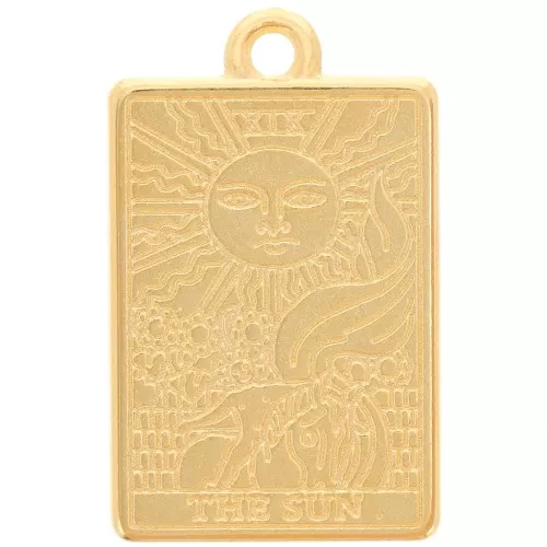 Pendentif carte de tarot 23x14 mm - Le soleil - Doré à l'or fin x1