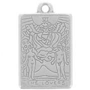 Pendentif carte de tarot 23x14 mm - Les amoureux - Placage Argent fin vieilli x1|raw }}
