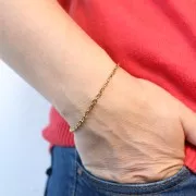 Bracelet maille Forçat martelée 3.3 mm - Acier inoxydable 304 Doré x16cm