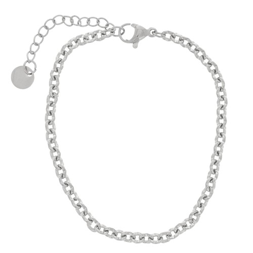 Bracelet maille Forçat martelée 3.3 mm - Acier inoxydable 304 x16cm