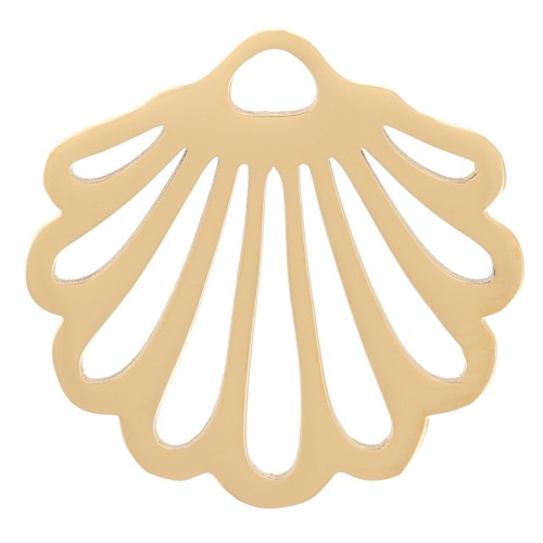 Breloque coquillage ajouré 14.5x15 mm - Acier inoxydable 304 Doré x1