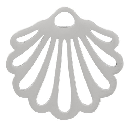 Breloque coquillage ajouré 15x16 mm - Acier inoxydable 304 x1