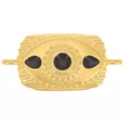 Intercalaire rectangle texturé 26x12 mm & résine époxy - Doré à l'or fin - Noir x1