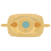 Intercalaire rectangle texturé 26x12 mm & résine époxy - Doré Or fin - Ocre - Bleu|raw }}