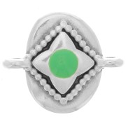Intercalaire ovale 18x15mm motif étoile - Placage Argent fin vieilli - Vert x1|raw }}
