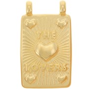 Pendentif rectangle 29x17 mm - motif coeurs - Doré à l'or fin x1|raw }}