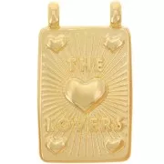 Pendentif rectangle 29x17 mm - motif coeurs - Doré à l'or fin x1