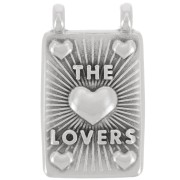 Pendentif rectangle 29x17 mm - motif coeurs - Placage Argent fin vieilli x1|raw }}