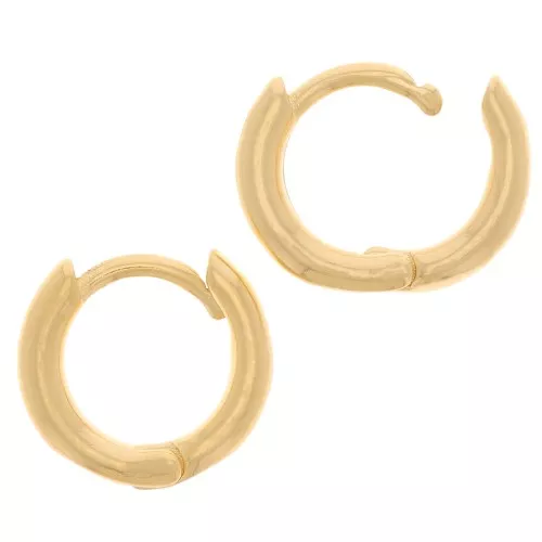 Dormeuses créoles rondes 12 mm à décorer - Doré à l'or fin x2