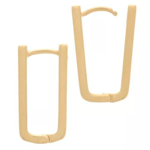 Créoles rectangle 21x11 mm à décorer - Doré à l'or fin x2