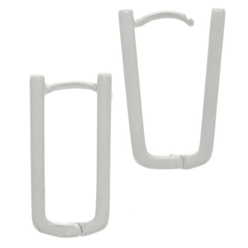 Créoles rectangle 21x11 mm à décorer - Placage Argent fin vieilli x2