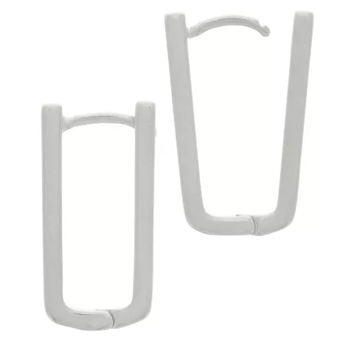 Créoles rectangle 21x11 mm à décorer - Placage Argent fin vieilli x2