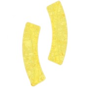 Perles tube incurvé en acrylique transparent 32x8 mm effet craquelé - Jaune x6