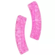 Perles tube incurvé 32x8 mm en acrylique transparent effet craquelé - Fuchsia x6