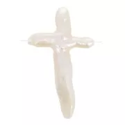 Perle croix irrégulière - perle d'eau douce Keshi 30 - 40 mm - Blanc x1