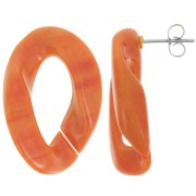 Clous d'oreilles maillon ovale torsadé 29.5x20 mm - Marbré Terracotta x2|raw }}