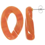 Clous d'oreilles maillon ovale torsadé 29.5x20 mm - Marbré Terracotta x2