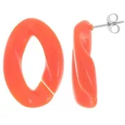 Clous d'oreilles maillon ovale torsadé 29.5x20 mm - Orange x2