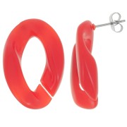 Clous d'oreilles maillon ovale torsadé 29.5x20 mm - Rouge x2|raw }}
