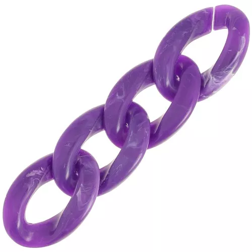 Maillon ovale torsadé en acrylique 29.5x20 mm - Marbré Violet - Blanc x1