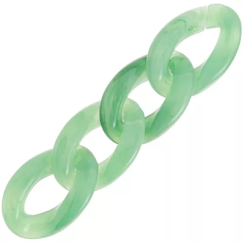 Maillon ovale torsadé en acrylique 29.5x20 mm - Marbré Vert x1