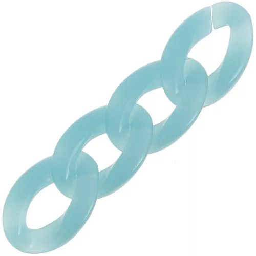Maillon ovale torsadé en acrylique 29.5x20 mm - Bleu lagon x1
