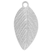 Breloques feuilles 15x7.5 mm - Placage Argent fin x10