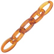 Maillon ovale en acrylique transparent 35x19 mm - Marbré Ambre foncé x1